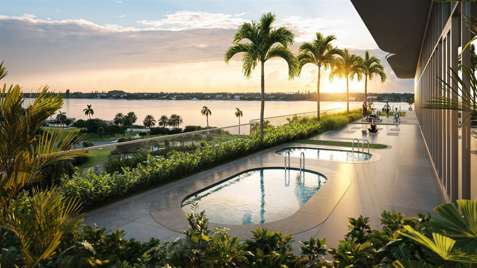 The hot and cold plunge, part of the Wright Fit-designed wellness program. Rendering: Olara Residences / Savanna